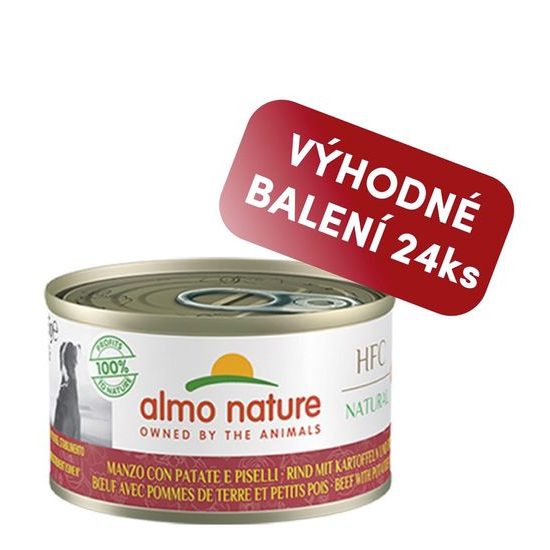 Almo Nature HFC Natural Hovězí s bramborem a hráškem 95g výhodné balení 24ks