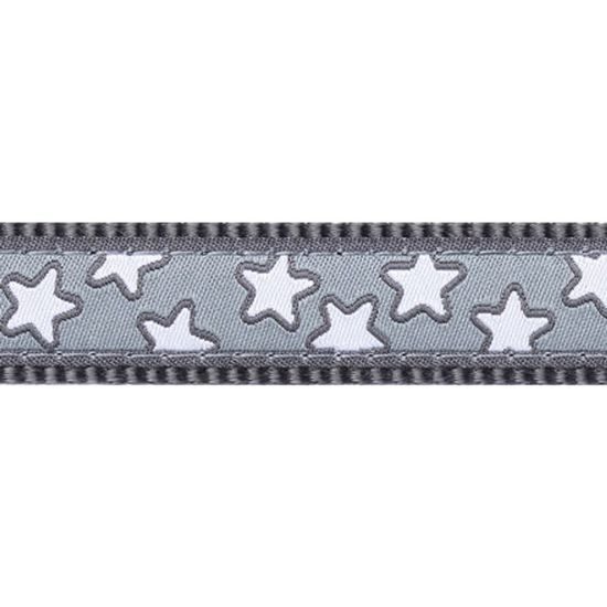 Red Dingo Postroj RD 12 mm x 30-44 cm - Stars White on Grey