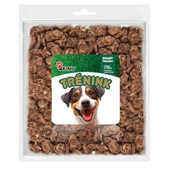 Akinu Trénink Jehněčí & treska lupínky pamlsek pro psy 400 g