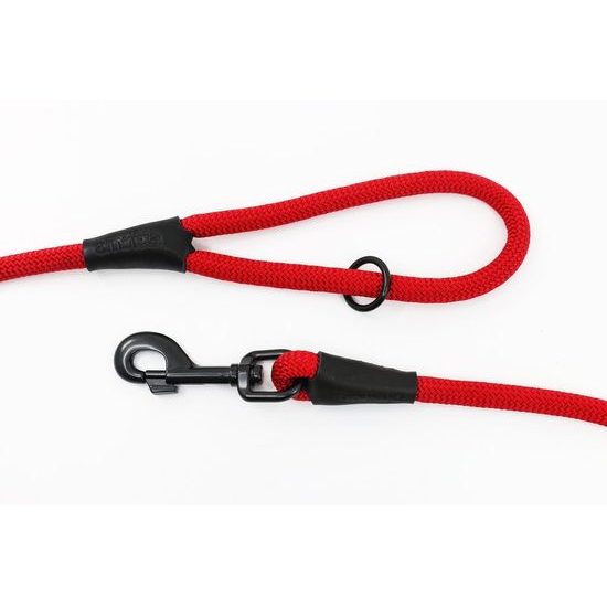 Aminela Vodítko lano s kůží černé kování červená