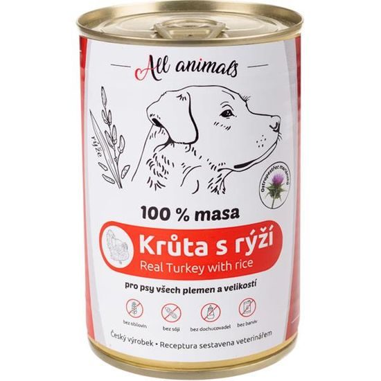 All Animals konzerva pro psy krůta mletá s rýží 400g