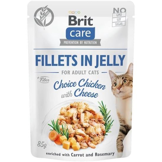 Brit Care Cat kapsička Fillets in Jelly Choice Chicken with Cheese 85 g