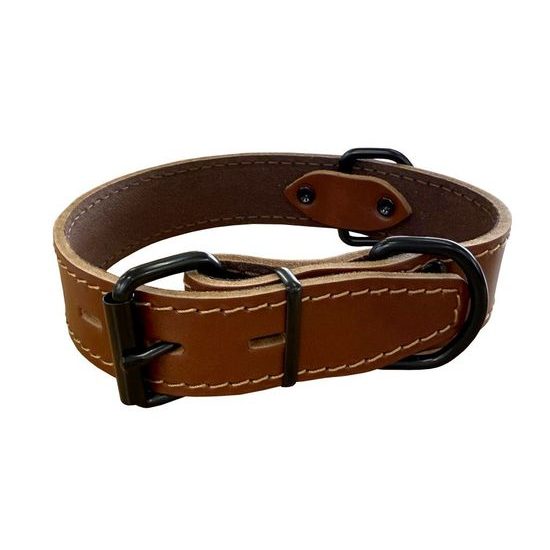 BAFPET Obojek HERRY obšitý černé kování koňak