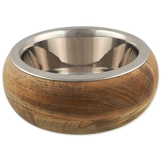 Dog fantasy Miska nerez v dřevě, zaoblená 840ml