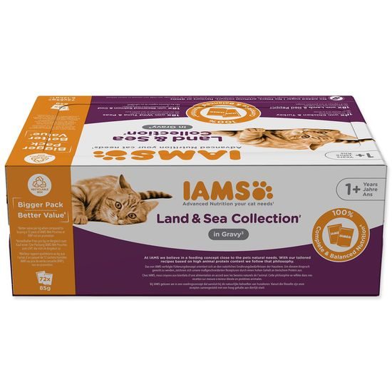 IAMS Kapsička Delights Adult mořské a suchozemské maso v omáčce multipack 6120g (72x85g)