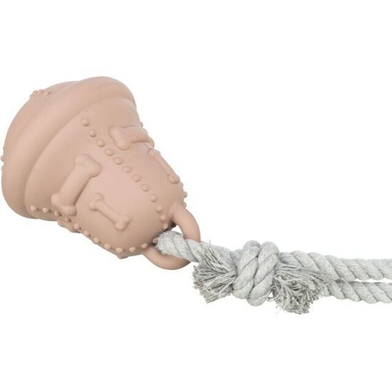 Trixie Vánoční zvonek na pamlsky na laně ø 12/36 cm tvrdá guma/bavlna starorůžová