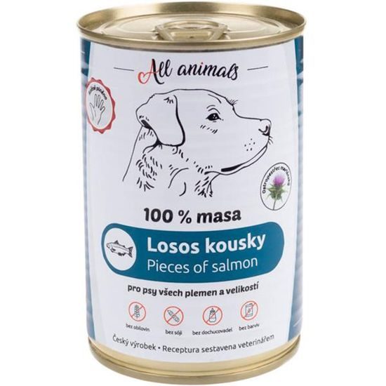 All Animals konzerva pro psy losos kousky 400g