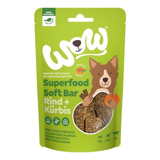 WOW Pamlsky Superfood měkké proužky Hovězí s dýní 150g