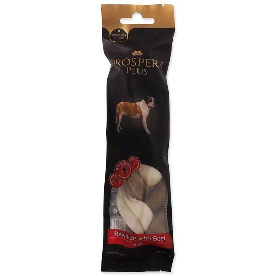 Prospera Plus Pochoutka Surová kůže s hovězím pletená tyčinka 1ks 17,5cm