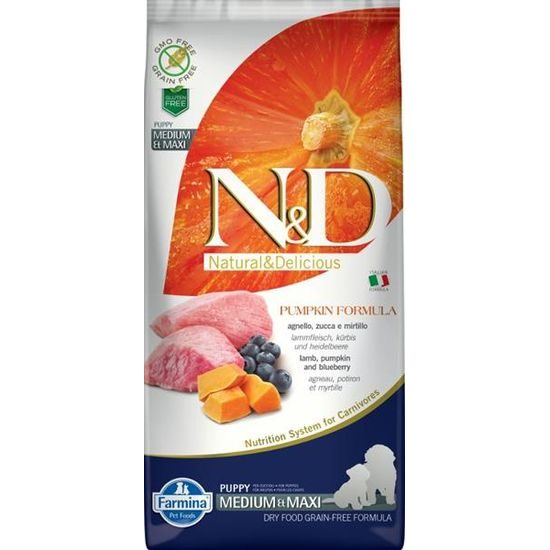 N&D PUMPKIN Dog GF Lamb & Blueberry Puppy Medium & Maxi 12 kg