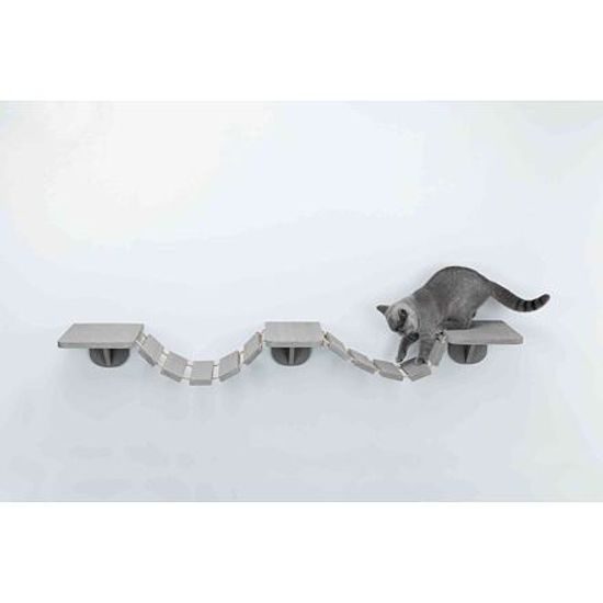 Trixie Šplhací žebřík k upevnění na stěnu 3 platformy 150x30cm šedohnědá
