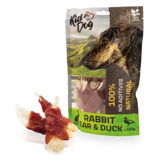KidDog SUPER PREMIUM 100% kachní prsa na králičím uchu 150 g