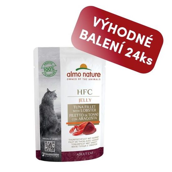 Almo Nature HFC Jelly Filet z tuňáka a humr 55g výhodné balení 24ks
