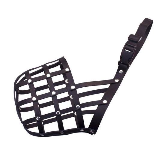 Bafpet Kožený náhubek pletený Černá