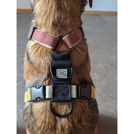 FUNKY DOG Konopný postroj pro psa hnědo žlutý