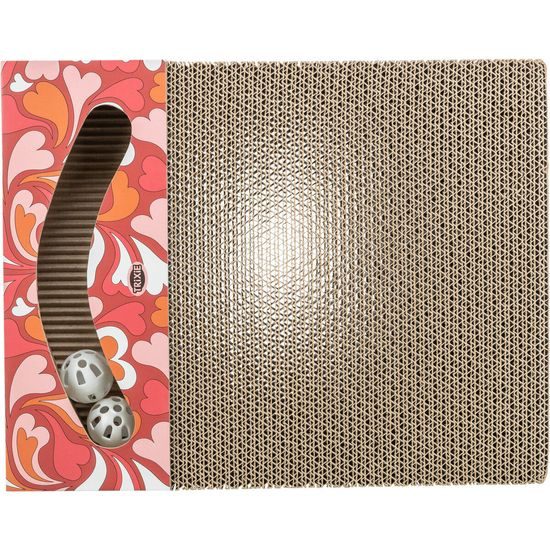 Trixie Škrabací karton VALENTINE s míčky a catnipem červená LIMITOVANÁ NABÍDKA