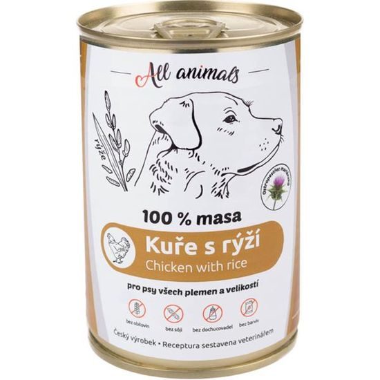 All Animals konzerva pro psy kuřecí maso mleté s rýží 400g