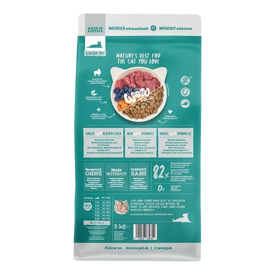 WOW Cat Granule Jehněčí s borůvkami Senior 325g