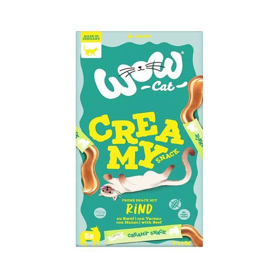 WOW Cat Lízací pyré Creamy s hovězím 5x15g