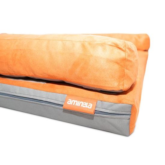Aminela pelíšek s okrajem 80x60cm Half and Half oranžová/šedá