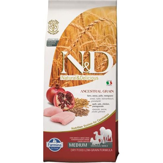 N&D ANCESTRAL GRAIN Dog LG Chicken, Spelt, Oats & Pomegranate Adult Medium & Maxi 12 kg