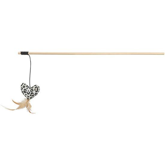 TRIXIE Hrací prut se srdíčkem, peříčko, catnip, 50 cm, plyš/dřevo