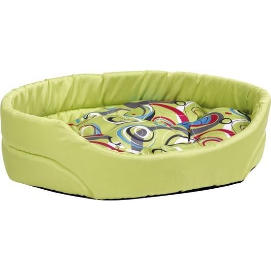Argi Pelech pro zvířata oválný s polštářem zelený se vzorem 40 x 30 x 12 cm