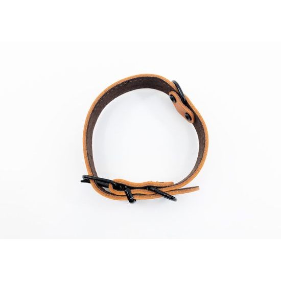 BafPet Kožený obojek ARGUS černé kování oranžová