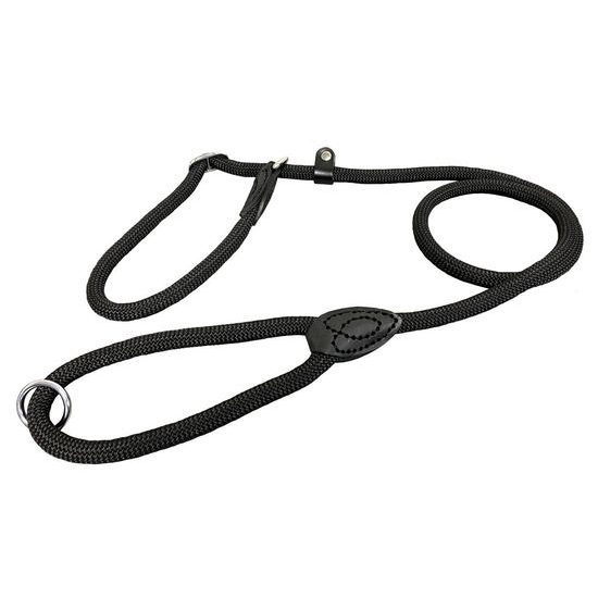 BAFPET Předváděcí vodítko lano šité kůží černá