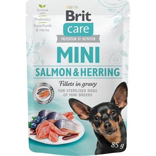 Brit Care Mini Dog kapsička Salmon&Herring Sterilised fillets in gravy 85 g