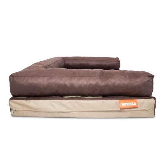 Aminela pelíšek s okrajem 80x60cm Half and Half hnědá/béžová