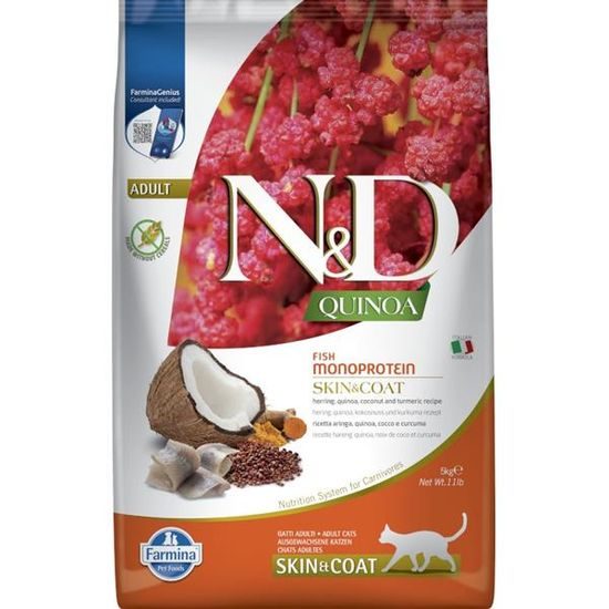 N&D QUINOA Cat GF Skin & Coat Herring & Coconut Adult 5 kg