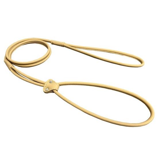 BAFPET Předváděcí vodítko z šité kulaté kůže béžová