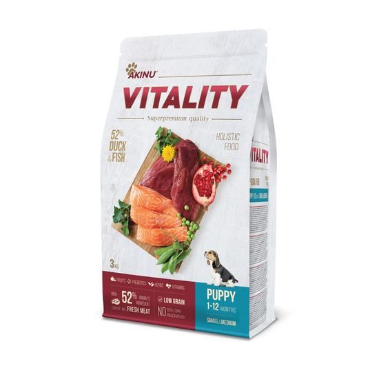 Akinu VITALITY Kachní & rybí granule krmivo pro štěňata malých a středních plemen 3 kg