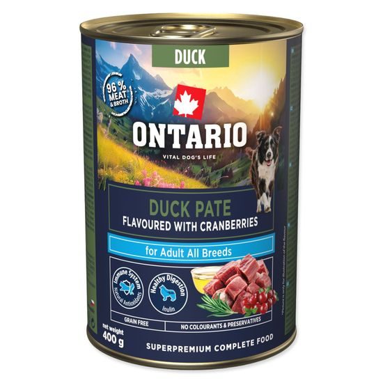 Ontario Konzerva Adult kachní pate s příchutí brusinek 400g