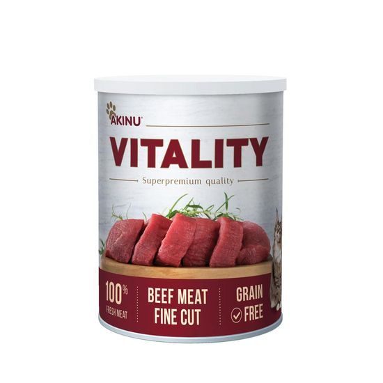Akinu VITALITY Hovězí jemně krájená svalovina konzerva pro kočky 400 g