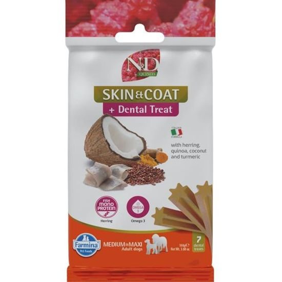 N&D QUINOA Dog Dental Snack Skin & Coat Herring Medium & Maxi 100 g