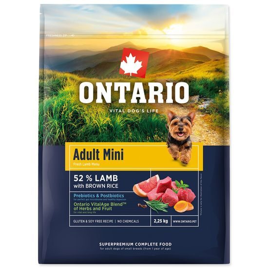 Ontario Krmivo Adult Mini Lamb & Brown Rice 2,25kg