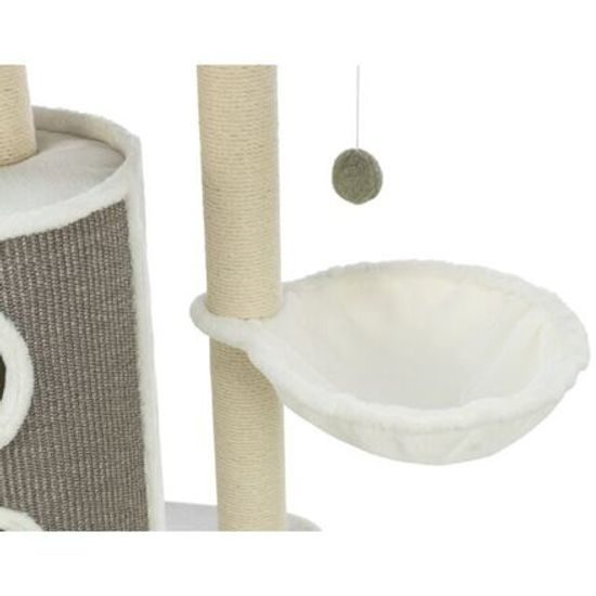 Trixie Škrabadlo DANTE 86cm válcová kukaň 2 lůžka míček bílá/khaki/šedá