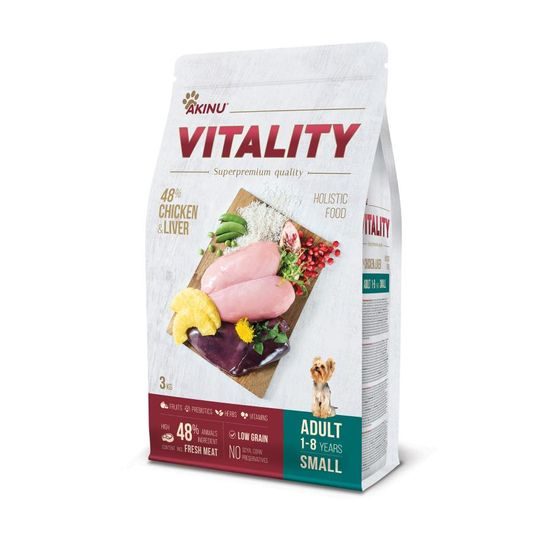 Akinu VITALITY Kuřecí & játrové granule krmivo pro psy malých plemen 3 kg