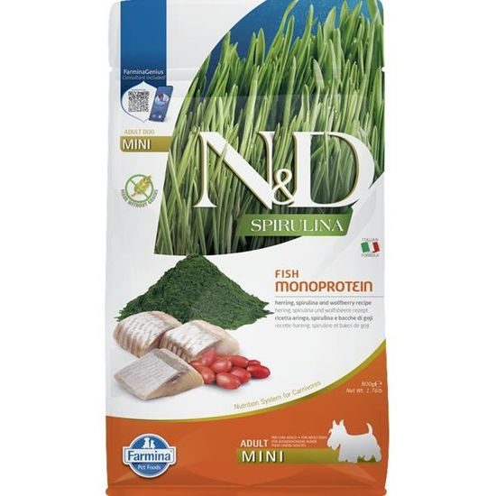N&D SPIRULINA Dog GF Herring & Wolfberry Adult Mini 800 g