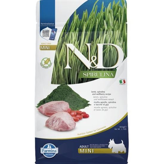 N&D SPIRULINA Dog GF Lamb & Wolfberry Adult Mini 800 g