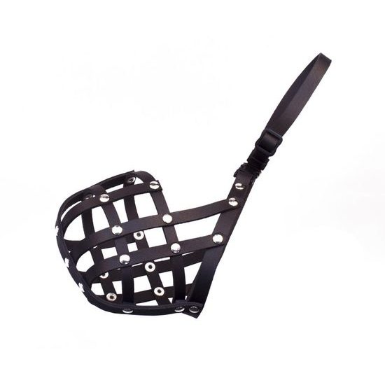 Bafpet Kožený náhubek pletený Černá