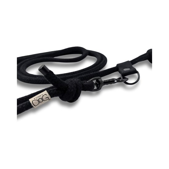 FUNKY DOG Černé lněné ekologické vodítko 2,5 m