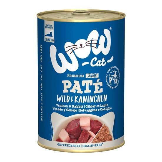 WOW Cat Konzerva Paté Zvěřina s králíkem Senior 400g