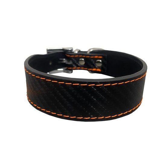 BAFPET Kožený obojek CARBON rozšířený zelená