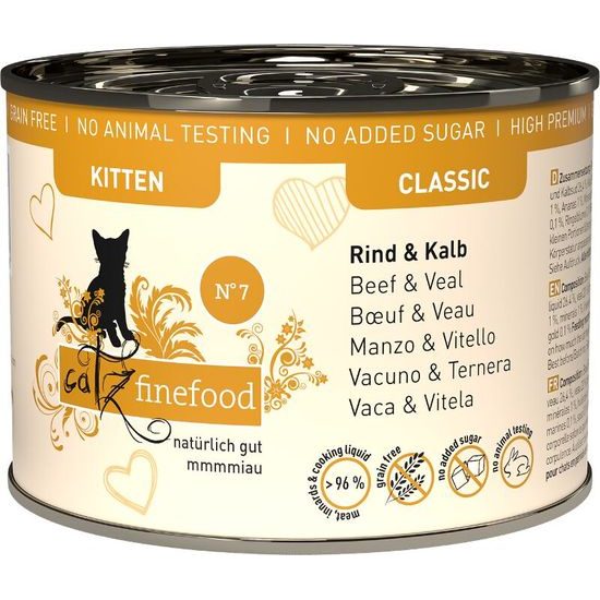 Catz finefood Konzerva pro koťata CF Classic Kitten No.7 s hovězím, telecím, meruňkami a ananasem 200 g