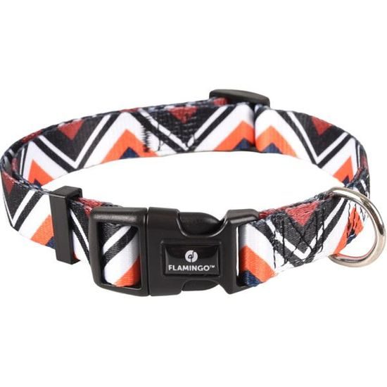 Flamingo Obojek nylon Stian oranžovobílý M 2x40-55cm