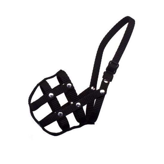 Bafpet Popruhový náhubek pletený Černá