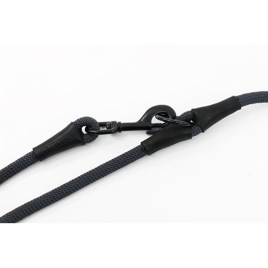 Aminela Vodítko lano s kůží přepínací černé kování šedá